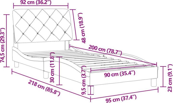 Produktbild vidaXL Bettgestell (100 x 200 cm)
