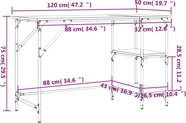 Produktbild vidaXL Schreibtisch (120 x 50 x 75 cm)