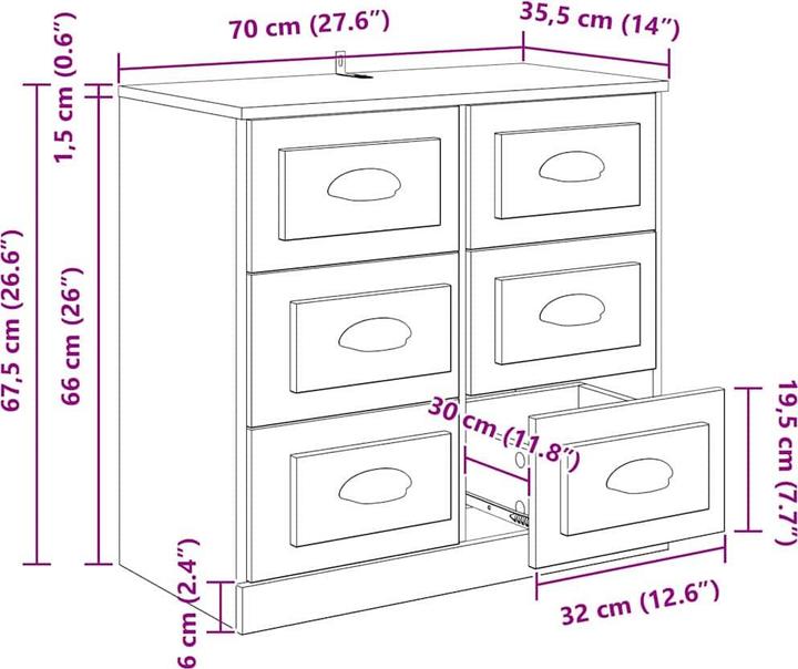 Produktbild vidaXL Wohnzimmer Aufbewahrung (35.50 x 70 x 67.50 cm)