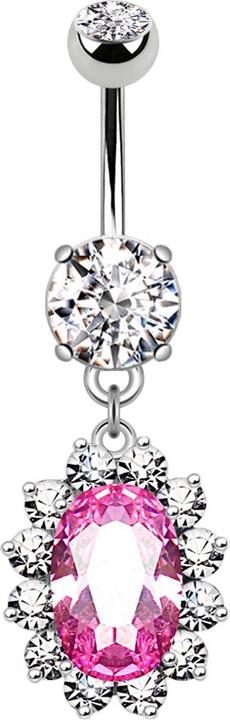 Immagine prodotto Star Piercing Banana in argento con due sfere di cristallo ciondolo in argento grande cristallo ovale rosa (Ottone, Acciaio chirurgico 316L)