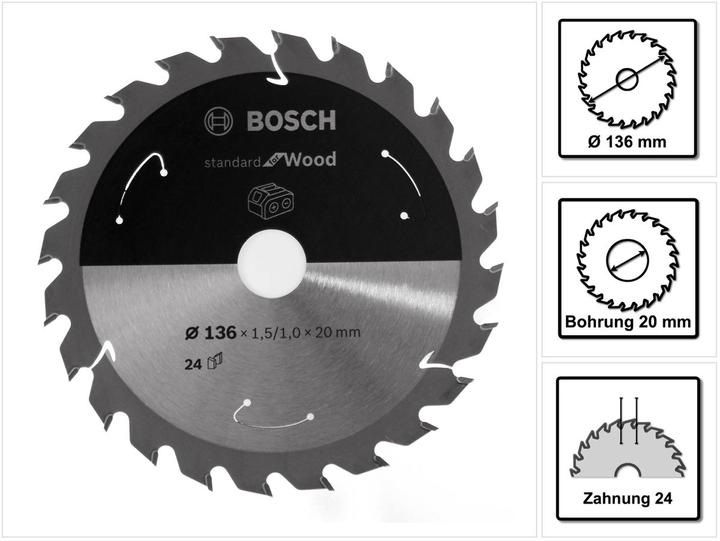 Productafbeelding Bosch Professional Zubehör Cirkelzaagblad Standaard voor hout, 136x1,5/1x20 24 tanden