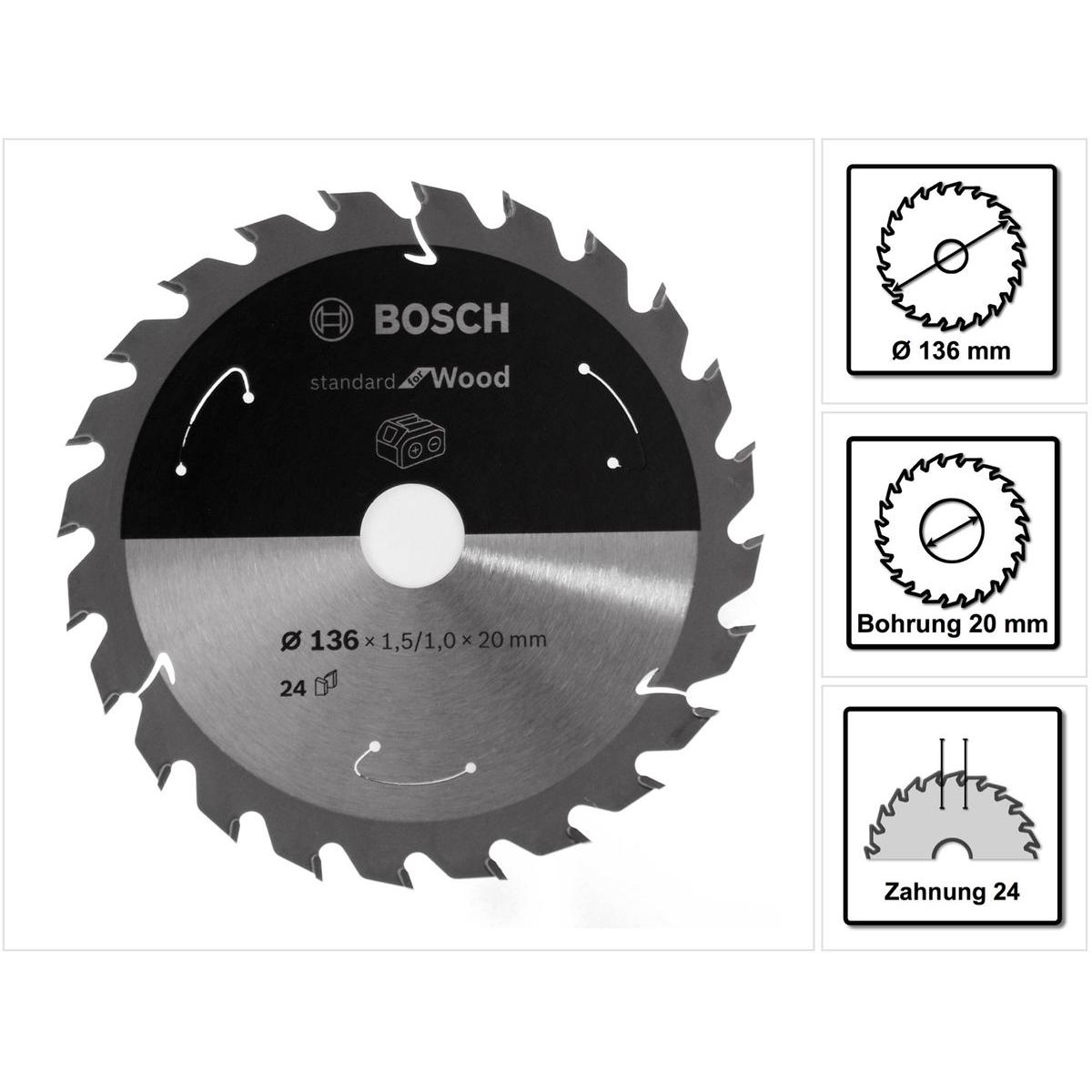 Thumbnail - Bosch Professional Zubehör, Sägeblatt, PRO Wood cordless Kreissägeblatt, 136 x 1,5 x 20 mm