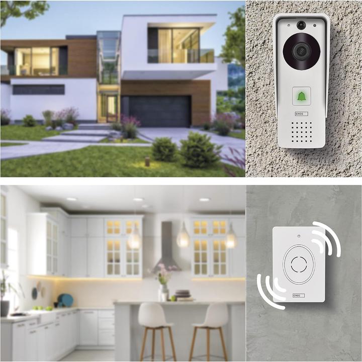 Produktbild Emos GoSmart Drahtlose Video-Türklingel IP-09D mit WiFi und Solarpanel, batteriebetrieben (WLAN)