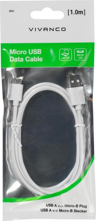 Produktbild Vivanco USB 2.0 Anschlusskabel (1 m, USB 2.0, 15 W)
