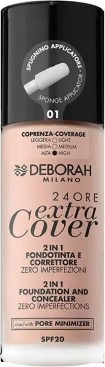 Produktbild Deborah Milano 24Ore Extra Cover Fond de Teint & Concealer No 01 (01 Fair)