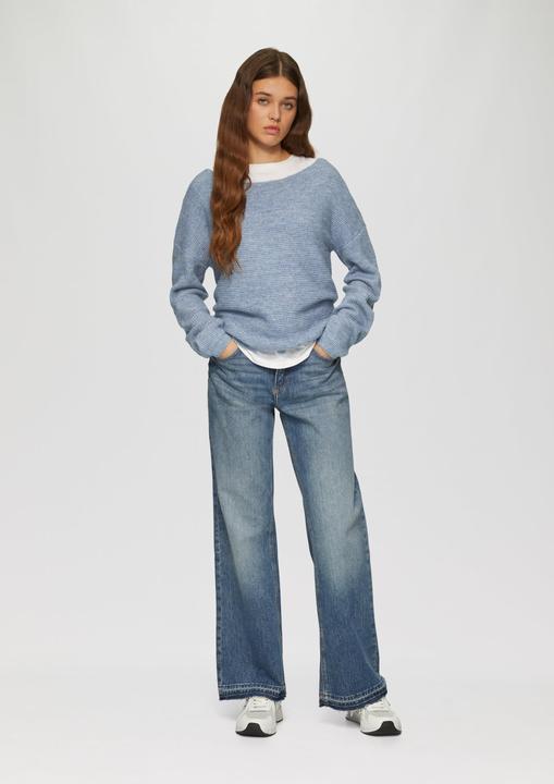 Produktbild s.Oliver Strickpullover Melierter Pullover mit überschnittener Schulter (S)