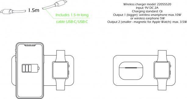 Actual product image Swissten Wireless CHARGER 2in1 Black
