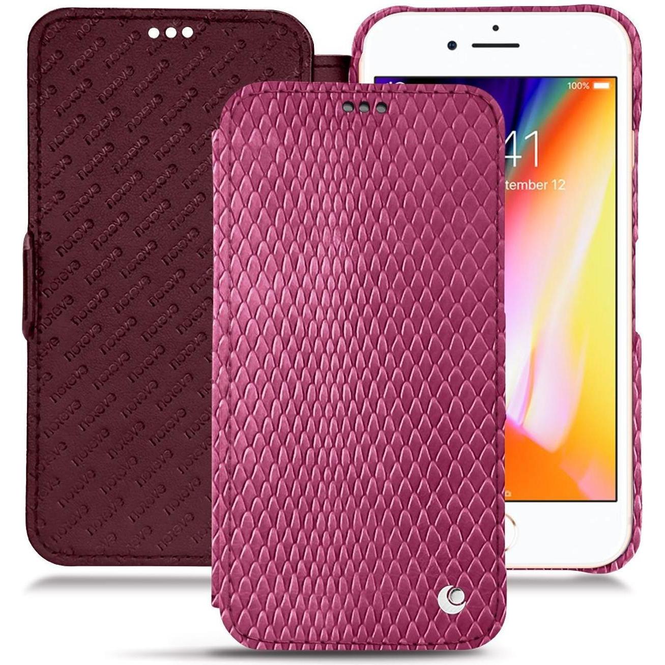 Thumbnail - Noreve Lederschutzhülle horizontal (Apple iPhone 8), Smartphone Hülle, Rosa
