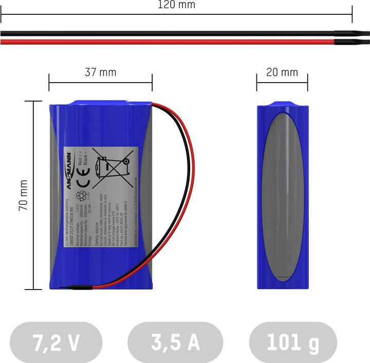 Actual product image Ansmann Li-Ion Battery Pack 2S1P (1 pcs., 18650, 3500 mAh)