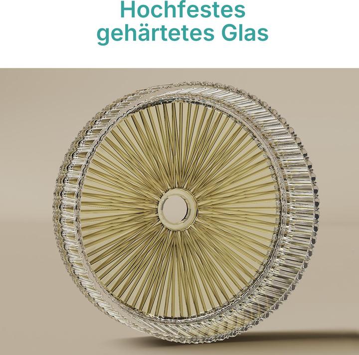 Produktbild Emke Aufsatzwaschtisch Ø40 cm Design-Waschbecken gehärtetes Bleikristallglas Champagnergold galvanisch (400 mm)