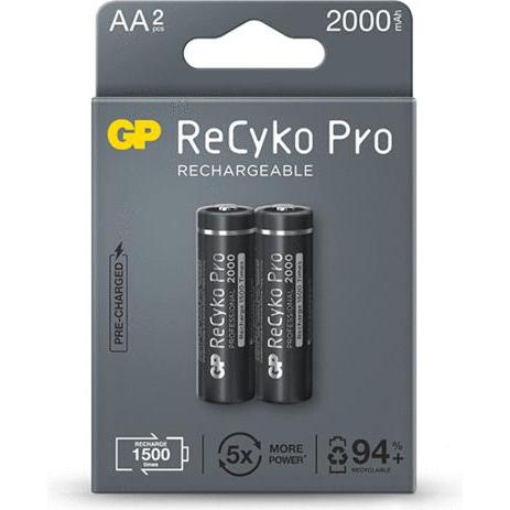GP Batteries Batterie Gp 2 x akumuliatoriai aa/r6 gp recyko pro ni-mh 2000mah 210aahcb-5eb2 (2 pz., AA, 2000 mAh), Batterie + pile