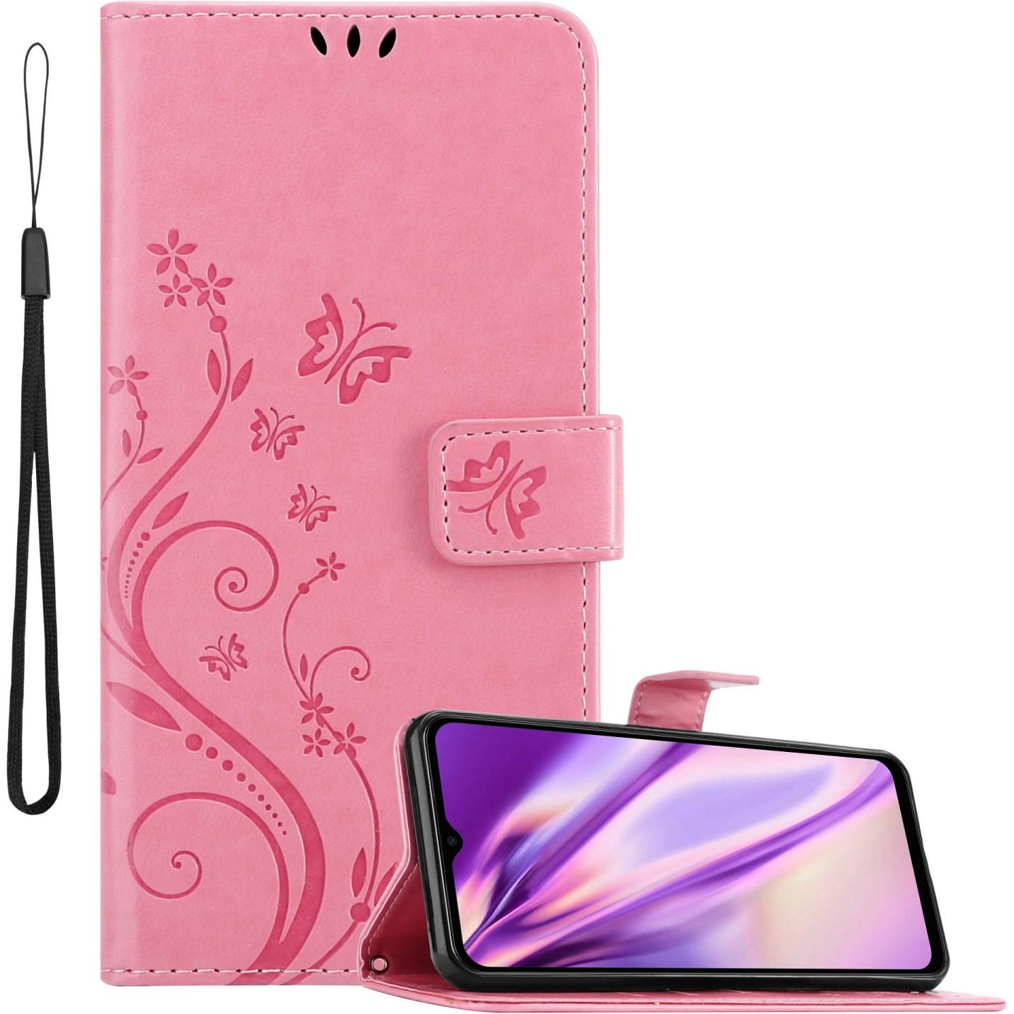 Cadorabo Flower Book Hülle für Samsung Galaxy M33 5G (Samsung Galaxy A33 5G), Smartphone Hülle, Rosa