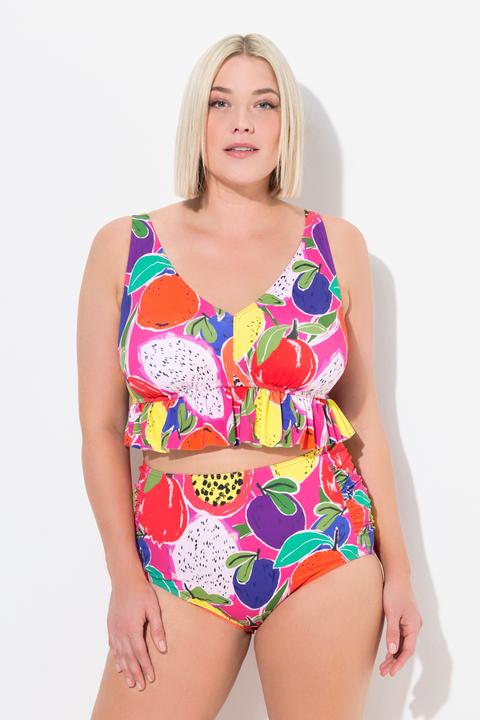 Actual product image Ulla Popken Fruit Print Ruffled Two Piece Bikini Set (54)