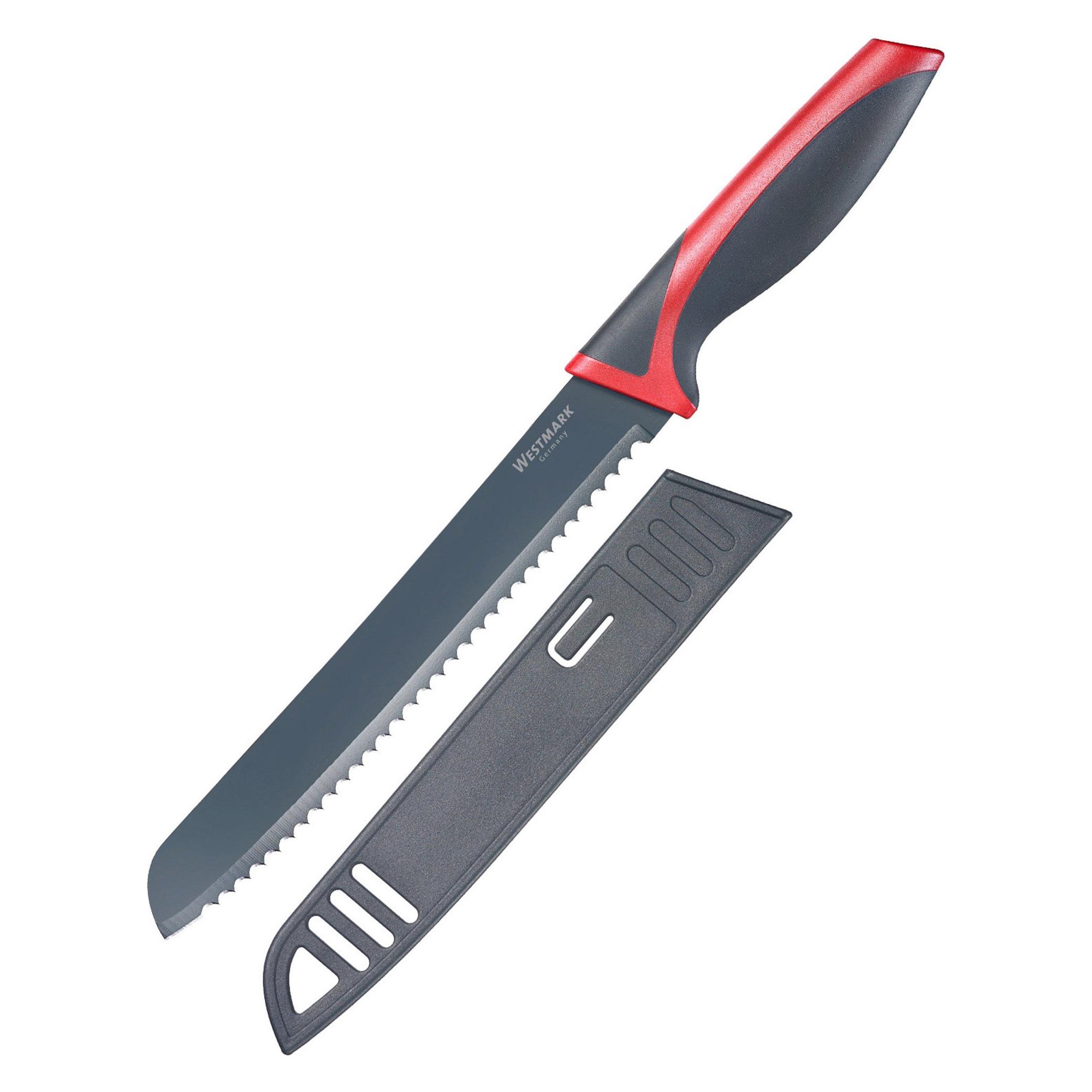 Westmark Set Da Taglio 5 Pezzi - Tagliere Grande 37x25,5 Cm E 4 Coltelli (Chef, Pane, Multiuso, Spelucchino) - Antiscivolo E Antiaderente - 2