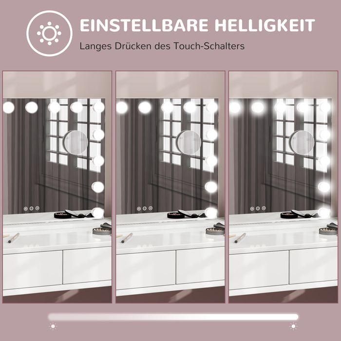 Actual product image Swisshandel24 LED-Kosmetikspiegel, 3 Lichtmodi, dimmbar, Touch-Steuerung, USB, 58x48cm, Weiss (58 x 48 cm)
