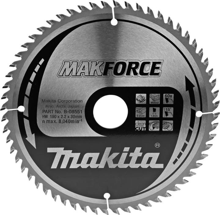 Makita DISC SAW FOR WOOD 190x30mm 60z MAKFORCE