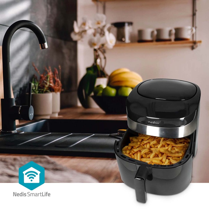 Actual product image Nedis SmartLife Hot Air Fryer Wi-Fi | 7.2 l | Timer: 240 min | Number of preset programmes: 8 |