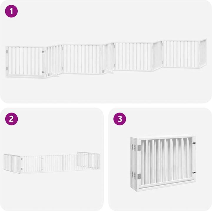 Produktbild vidaXL Hundetor mit Tür Absperrgitter Hunde Schutzgitter Faltbar 9-tlg. Holz (50 cm)