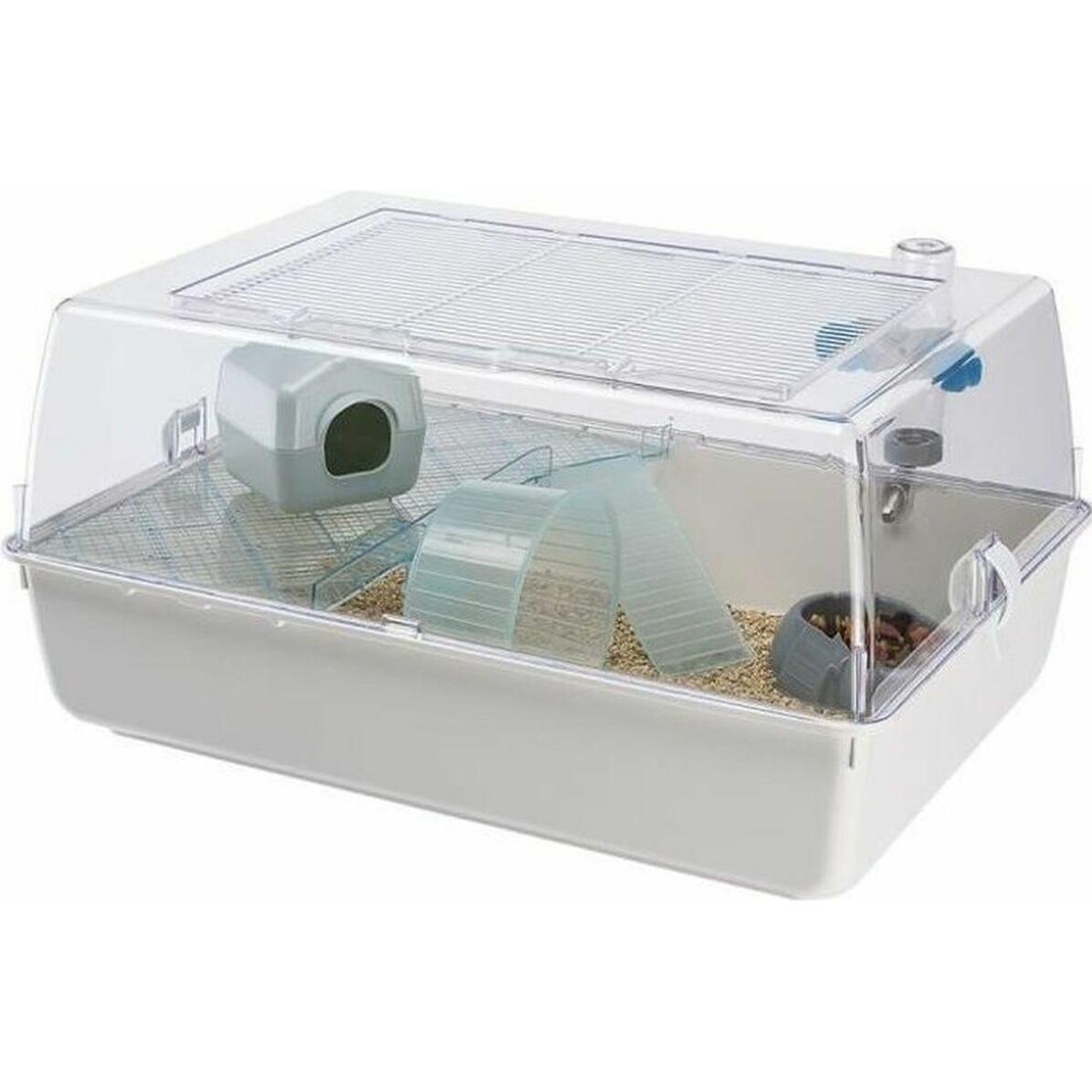 Meilleurs prix pour Ferplast Cage en plastique pour hamsters et souris MINI DUNA HAMSTER Cage sur 2 étages pour petits animaux, grille pour l'aération, toit transparent, accessoires inclus, en métal vernis Blanc et plastique, 55 x 39 x h 27 cm
