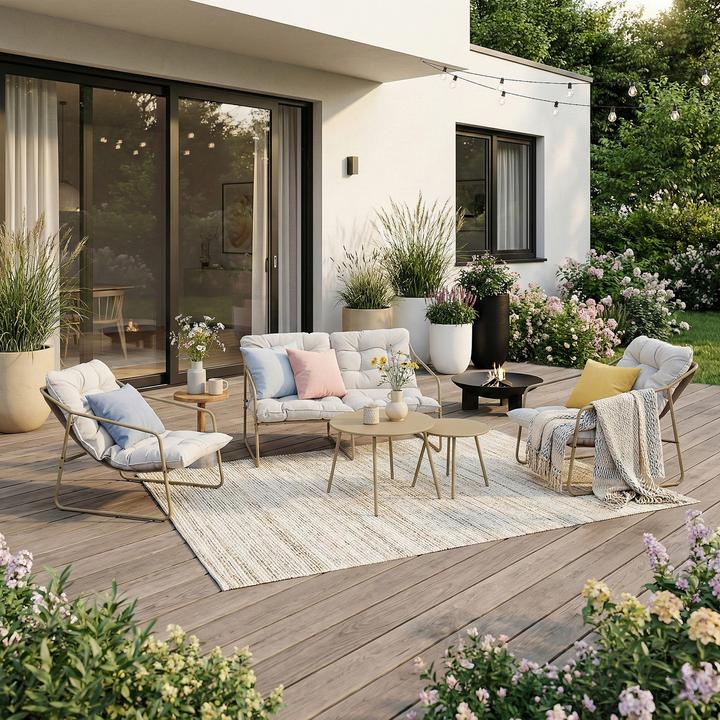 Actual product image En.Casa Gartenmöbelset Kivanta 5-tlg. Beige