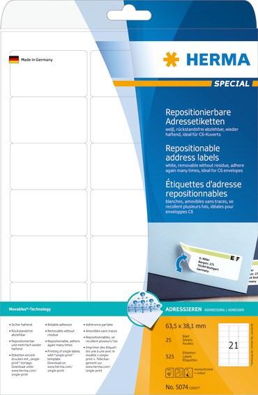 Image du produit HERMA Étiquettes d'adresse amovibles A4