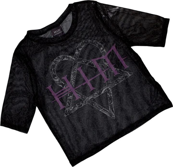 Actual product image Him Womens/Ladies Heartagram & Logo Mesh Crop Top (XXS)