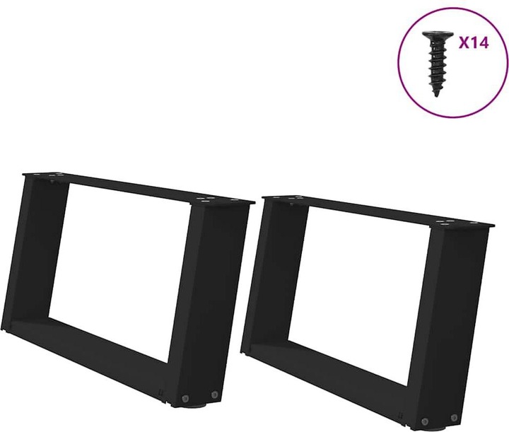 Produktbild VidaXL Couchtischbeine U-Form 2 Stk. Schwarz 70x(30-31) cm Stahl Tischbein