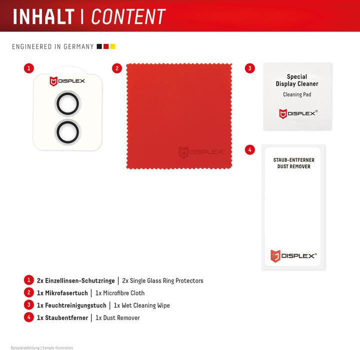 Produktbild Displex Premium Camera Lens Glass, Kamera Schutzglas, Einzelringe (1 Stück, Apple iPhone 16 Plus, Apple iPhone 17, Apple iPhone 16)