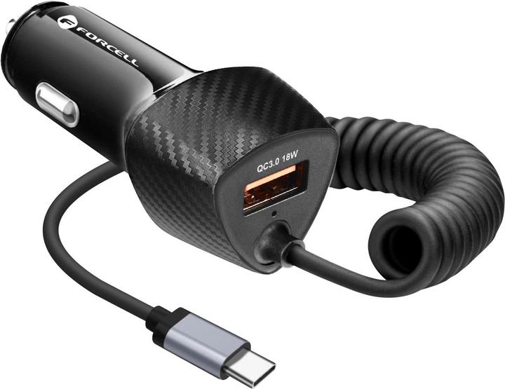 Produktbild Forcell USB 38W + USB-C Kabel Autoladegerät