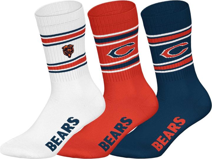 Barefoot Chicago Bears 3pk Crew Socks 43-46 (43 - 46)