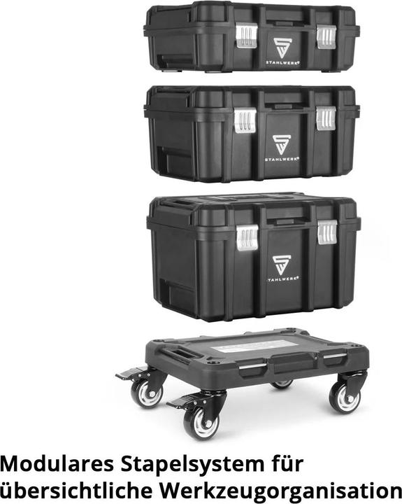 Actual product image Stahlwerk Mobile tool trolley with 3 system boxes on a stable rolling platform with swivel castors