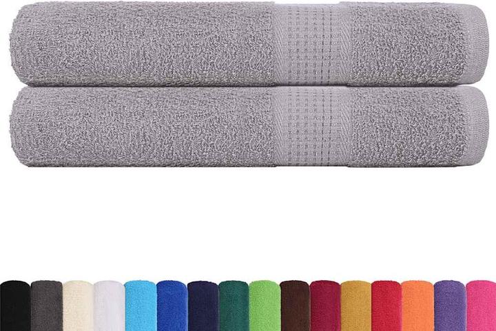 Actual product image vidaXL Towels 2 pcs. Grey 100x200 cm 360 g/m² 100% cotton beach towel (100 x 200 cm)