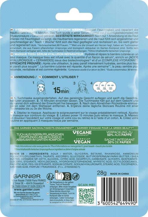 Actual product image Garnier Tissue Mask