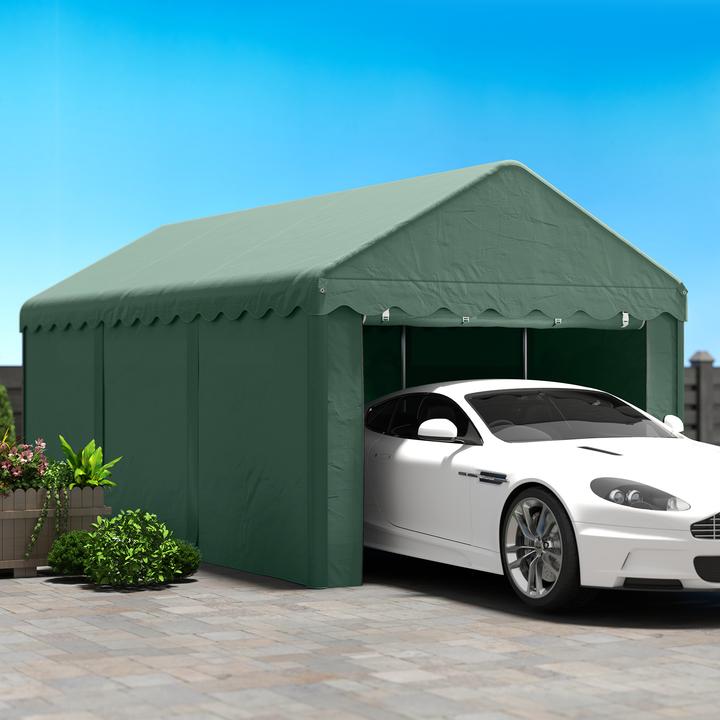 Actual product image Outsunny Carport Stahl, Polyester Grün