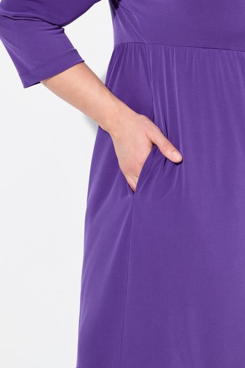 Produktbild Ulla Popken Jerseykleid, A-Linie, V-Ausschnitt, 3/4-Arm, Taschen (60)