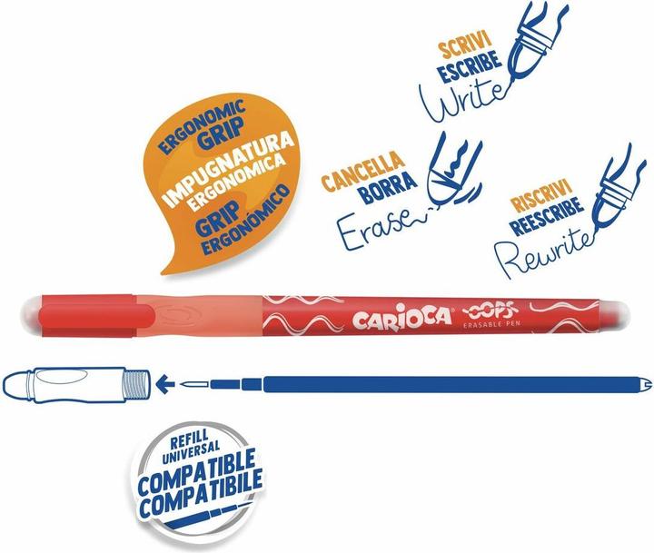 Produktbild Carioca 43039/03 Gelschreiber mit Kappe Rot Medium 12 Stück(e) (12x)