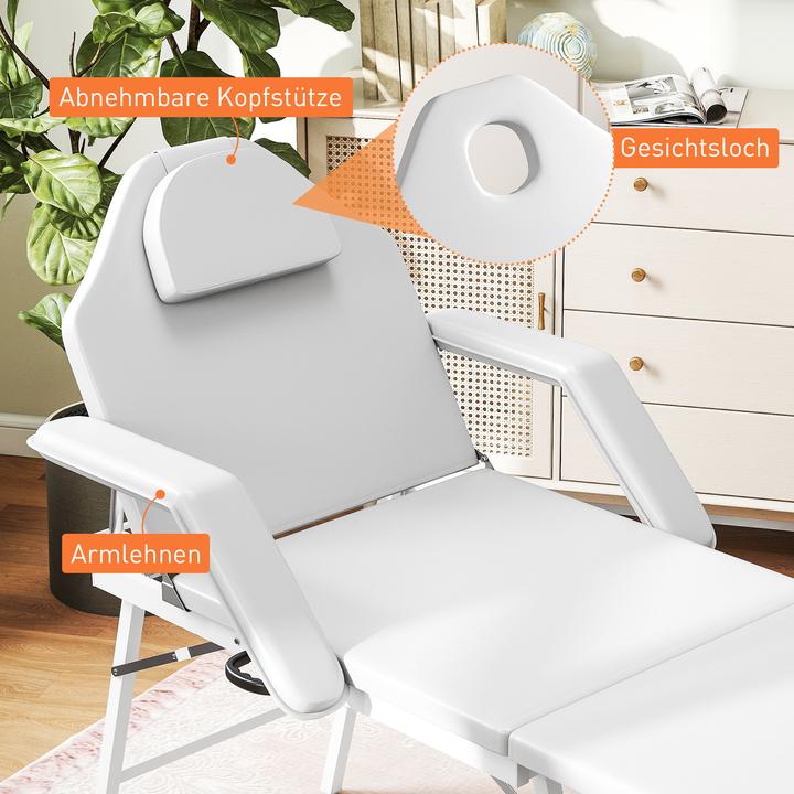 Produktbild Homcom Massagetisch Kunstleder, Stahl Weiss