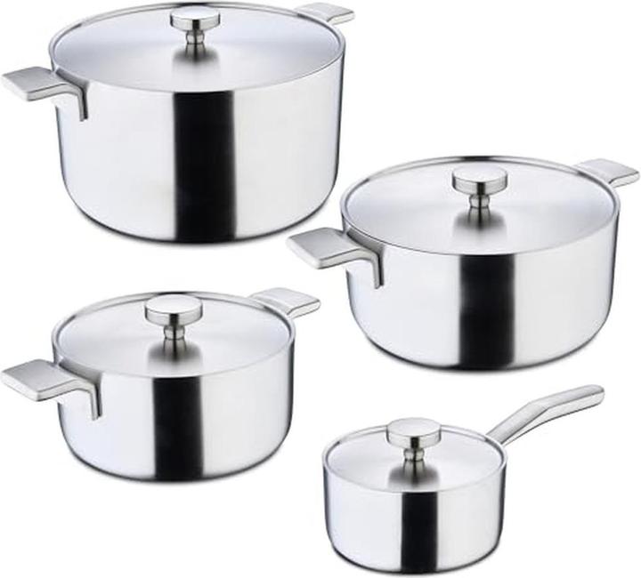 MasterPRO Alessi Saucepan Set Casserole 202428 cm Lid 16202428 cm (Pan set + pot set, Stainless steel)