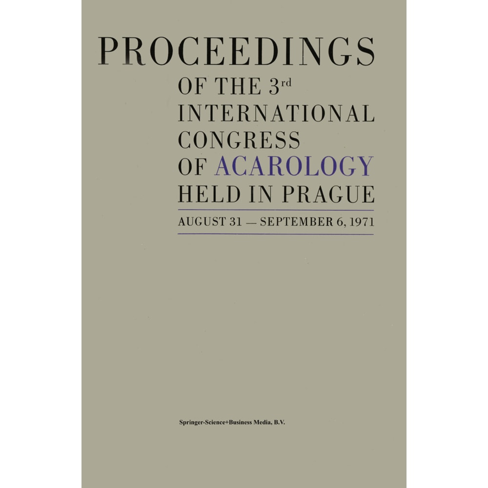 Proceedings of the 3rd International Congress of Acarology, Fachbücher