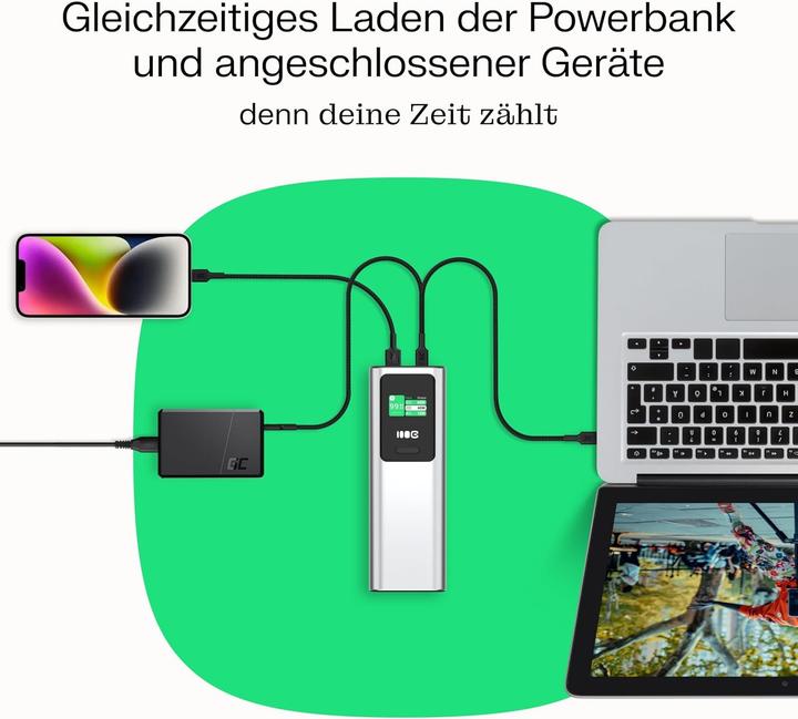 Actual product image GreenCell Powerbank PowerPlay Ultra 25200mAh Schnelles Laden 140W 2x USB-C PD 1x USB-A (25200 mAh, 140 W)