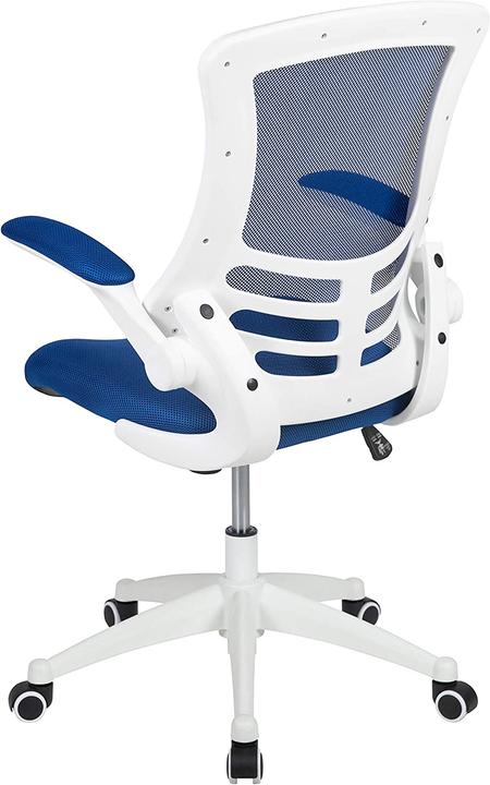 Produktbild Flash Furniture Ergonomischer Schreibtischstuhl, Blauer Netzstoff, Weisser Rahmen