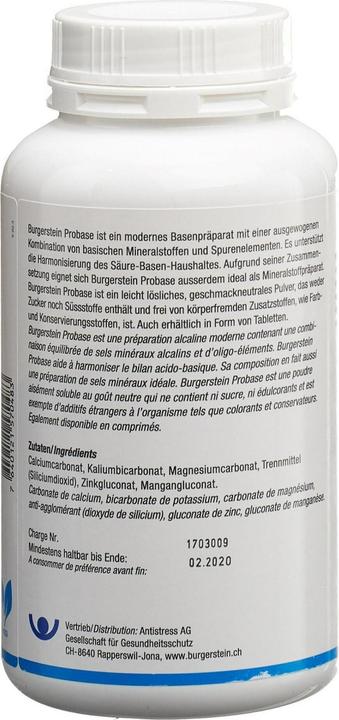 Nutritional values and ingredients Burgerstein Probase (1 pcs., Powder, 400 g)