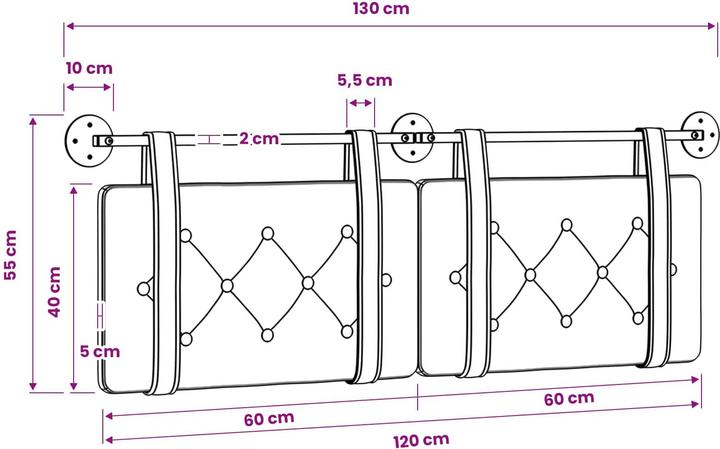 Actual product image vidaXL Kopfteil (130 x 5 x 5 cm)
