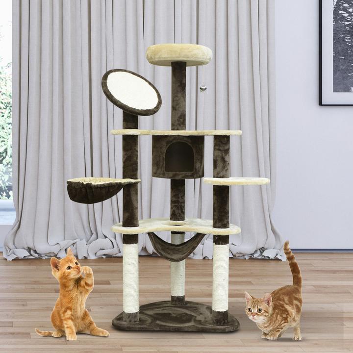 Actual product image PawHut Cat tree with sisal columns (153 cm, Coffee brown)