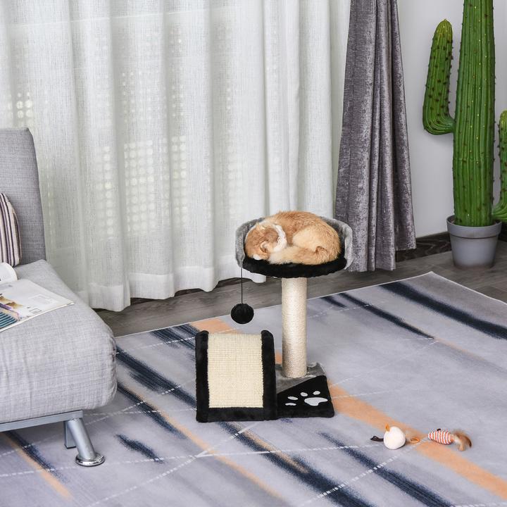 Immagine prodotto PawHut Albero per gatti con peluche (44 cm, Nero)