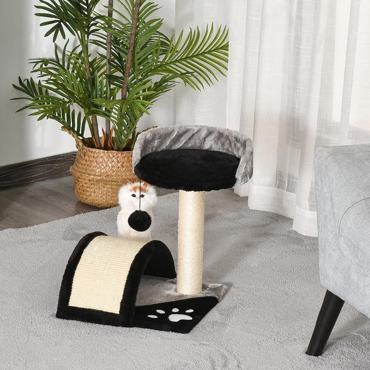 Immagine prodotto PawHut Albero per gatti con peluche (44 cm, Nero)