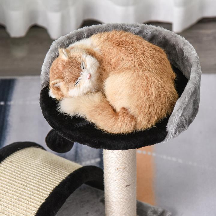 Immagine prodotto PawHut Albero per gatti con peluche (44 cm, Nero)