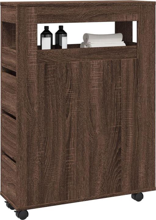 Produktbild vidaXL Badschrank Schmal mit Rollen Eichen-Optik (65 x 23 x 90 cm)