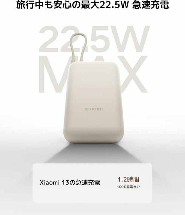 Actual product image Xiaomi Charger With Integrated Cable (10000 mAh, 22.50 W, 37 Wh)