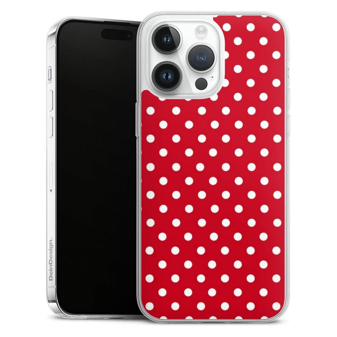 DeinDesign Slim Case Für Apple IPhone 14 Pro Max Silikon Hülle Ultra Dünn Handyhülle Polka Dots Punkte Retro (Apple IPhone 14 Pro Max), Smartphone